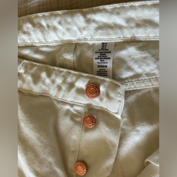 H&M women’s 14 cream denim 90s boyfriend high waist - Picture 8 of 8